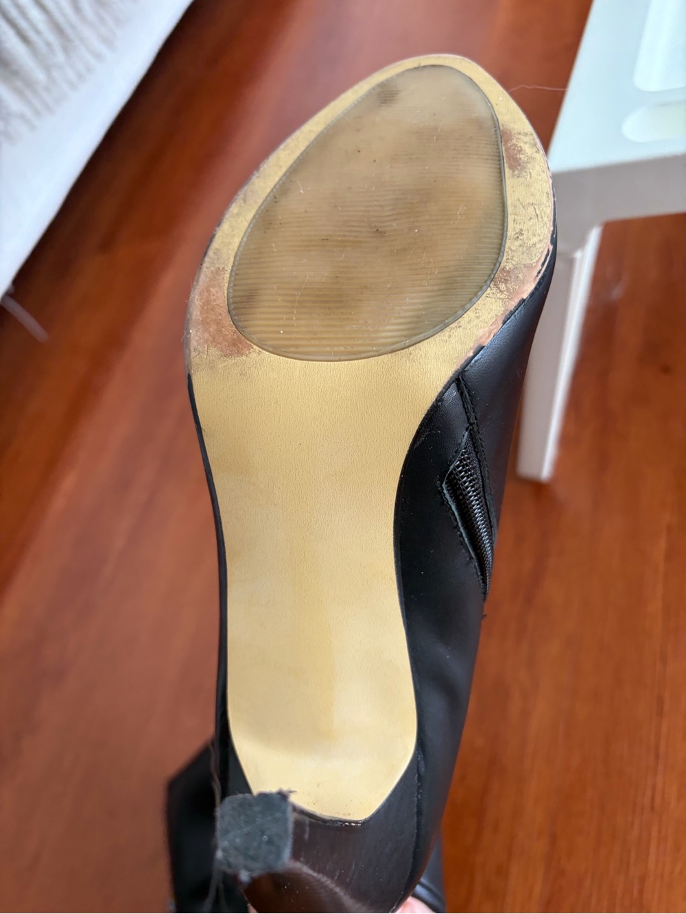 Halogen Black Leather Knee-High Heeled Boots - Picture 6 of 16